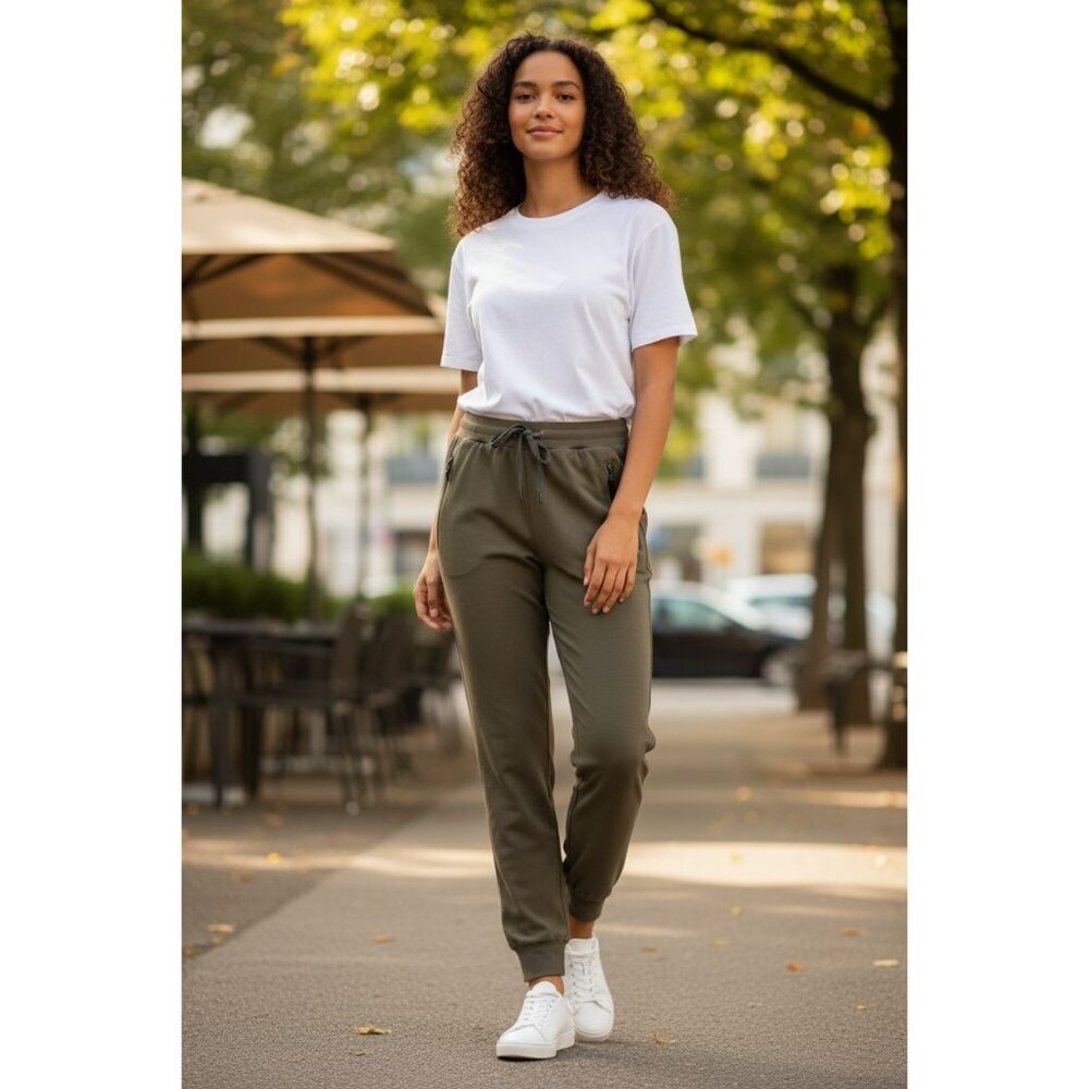 Xtansuo green Jogger pants Zipper Pockets Elastic Cuffs women's size M
